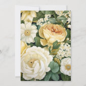 Invitation Champagne, Blanc & Vert Mariage Floral (Dos)