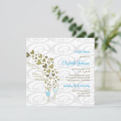 Invitation Champagne bleu Cheers Coeurs d'or Fête des mariées (Debout devant)