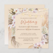 Invitation Champagne Blush & Terracotta Pampas Grass Floral (Devant / Derrière)