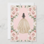 Invitation Champagne Blush vintage Robe Florale Quinceanera (Dos)