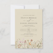 Invitation Champagne Boho Jaune Fleur sauvage Jardin Mariage (Devant)