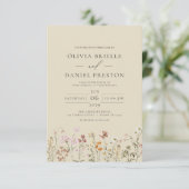 Invitation Champagne Boho Jaune Fleur sauvage Jardin Mariage (Debout devant)
