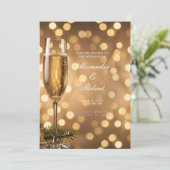 Invitation Champagne Bokeh Doré (Debout devant)