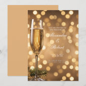 Invitation Champagne Bokeh Doré (Devant / Derrière)