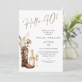 Invitation Champagne Boot Rustique Floral Cowgirl 40e anniver (Debout devant)