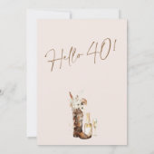 Invitation Champagne Boot Rustique Floral Cowgirl 40e anniver (Dos)