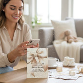 Invitation Champagne Bow Baby Shower QR code Invite