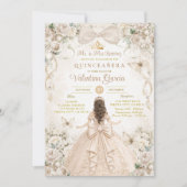 Invitation Champagne Bow Floral Quinceañera Princess (Devant)