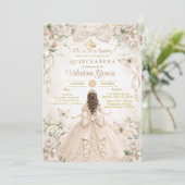 Invitation Champagne Bow Floral Quinceañera Princess (Debout devant)