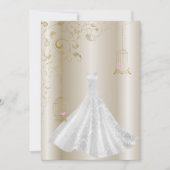 Invitation Champagne Bronze Robe Oiseau mariage moderne (Devant)