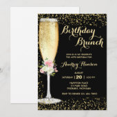 Invitation Champagne Brunch Adulte Anniversaire (Devant / Derrière)