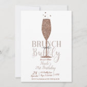Invitation Champagne Brunch & Bubbly Rose Gold Anniversaire (Devant)