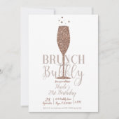 Invitation Champagne Brunch & Bubbly Rose Gold Anniversaire (Devant)