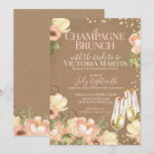 Invitation Champagne Brunch Étincelle Fête des mariées Floral (Devant / Derrière)