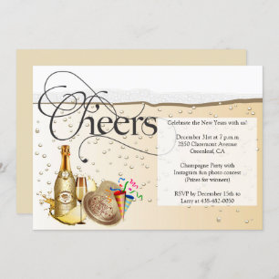 Invitation Champagne Bubble Nouvel An
