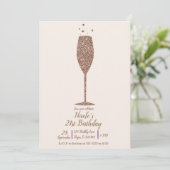 Invitation Champagne Bubbly Chic Rose Gold fête d'anniversair (Debout devant)