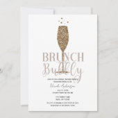 Invitation Champagne Bubbly rose Beige Fête des mariées Brunc (Devant)