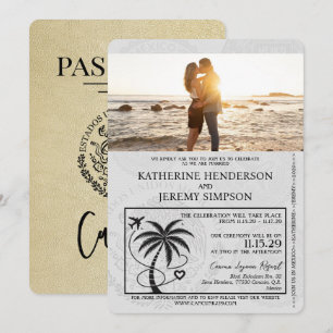 Invitation Champagne Cancun Passport Mariage