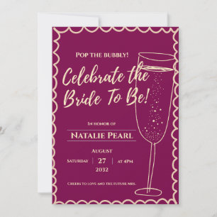 Invitation Champagne Célébrons la future mariée Réception de