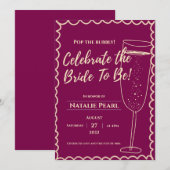 Invitation Champagne Célébrons la future mariée Réception de (Devant / Derrière)