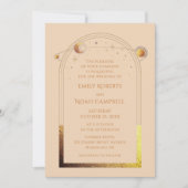 Invitation Champagne céleste Gold Sun Moon Stars Mariage (Devant)
