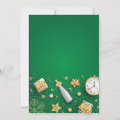 Invitation Champagne Confetti Gold Green New Year Party (Dos)