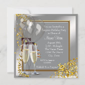 Invitation Champagne Confetti Silver et Gold Surprise Party (Dos)