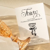 Invitation Champagne coupe Black Bow Birthday Party Invite