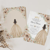 Invitation Champagne Crème Beige Florale Princesse Quinceañer