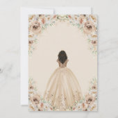 Invitation Champagne Crème Beige Florale Princesse Quinceañer (Dos)