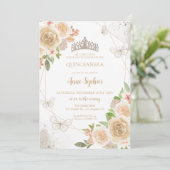 Invitation Champagne Creme Quinceañera Butterfly Tiara (Debout devant)