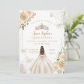 Invitation Champagne Creme Quinceañera Butterfly Tiara (Debout devant)