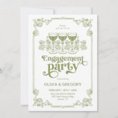 Invitation Champagne d'allumage vert olive Partie d'engagemen (Devant)