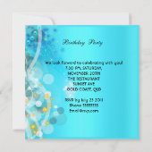 Invitation Champagne d'anniversaire turquoise Blue Gold (Dos)