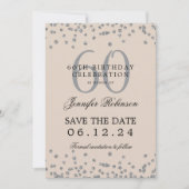 Invitation Champagne d'argent 60e anniversaire Save Date Conf (Devant)