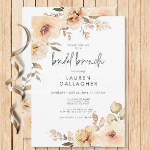 Invitation Champagne d'automne moderne Cadre Floral Brunch nu