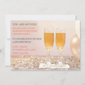 Invitation Champagne de 40e anniversaire en coquille d'or (Devant)