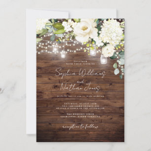 Invitation Champagne de bois rustique Mariage Floral