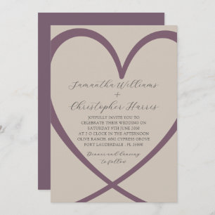 Invitation Champagne de coeur simple et Mariage Rose Dusty