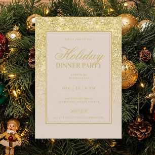 Invitation Champagne de dîner de vacances Glam FAUX Paillette