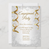 Invitation Champagne de fiançailles cœurs or argent (Dos)