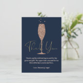 Invitation Champagne de la Marine rose Bubbly Merci nuptial (Debout devant)