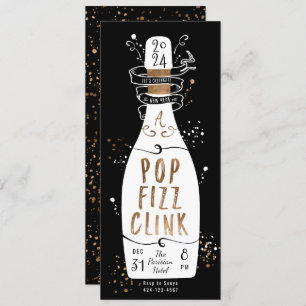 Invitation Champagne de la Soirée du Nouvel An Pop Fizz Clink