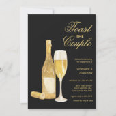 Invitation Champagne de luxe en or noir toast Engagement Part (Devant)