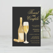 Invitation Champagne de luxe en or noir toast Engagement Part (Debout devant)