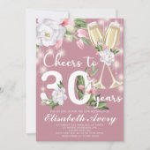 Invitation Champagne de luxe Floral 30e fête d'anniversaire (Devant)