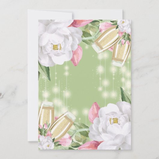 Invitation Champagne de luxe Floral 30e fête d'anniversaire (Dos)