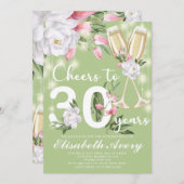 Invitation Champagne de luxe Floral 30e fête d'anniversaire (Devant / Derrière)