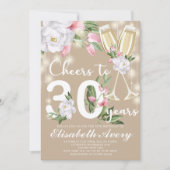 Invitation Champagne de luxe Floral 30e fête d'anniversaire (Devant)