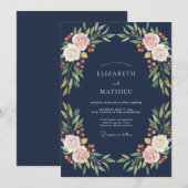 Invitation Champagne de minuit Ranunculus Eucalyptus gris Mar (Devant / Derrière)